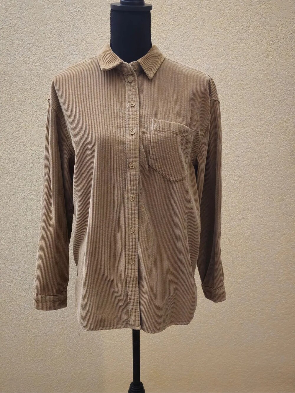 Men's Corduroy Button-Up Shirt - Tan